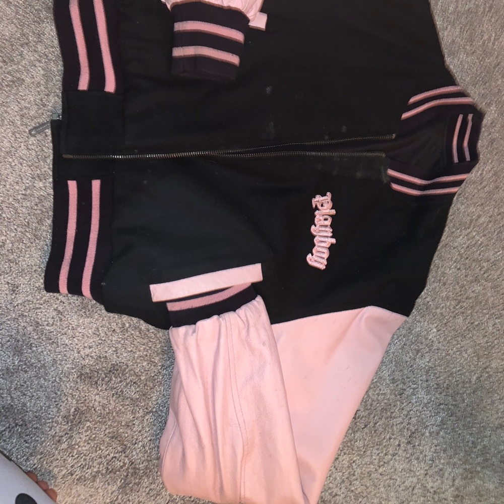 Reversible playboy letterman jacket